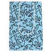 黒いドラゴンズ模様の輪郭b L青BG ミディアムペーパーバッグ (裏面)