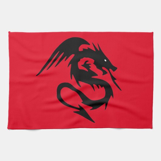 黒いドラゴン キッチンタオル (横)