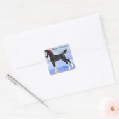 黒いドラフトホースの子馬のクリスマス スクエアシール (封筒)