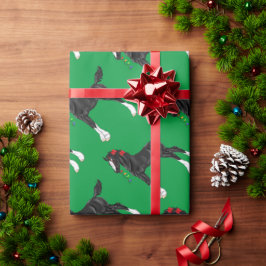 黒いドラフトホースの子馬のクリスマス ラッピングペーパー