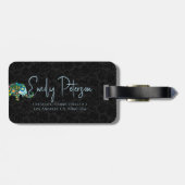 黒いドラマの背景かわいいフローラ象 ラゲッジタグ (裏面横)