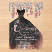 黒いドレエレガントスの結晶が乾くキンセアニェラ アクリル招待状 (正面)