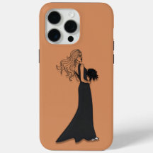 黒いドレスの女性のラインアート スマホケース