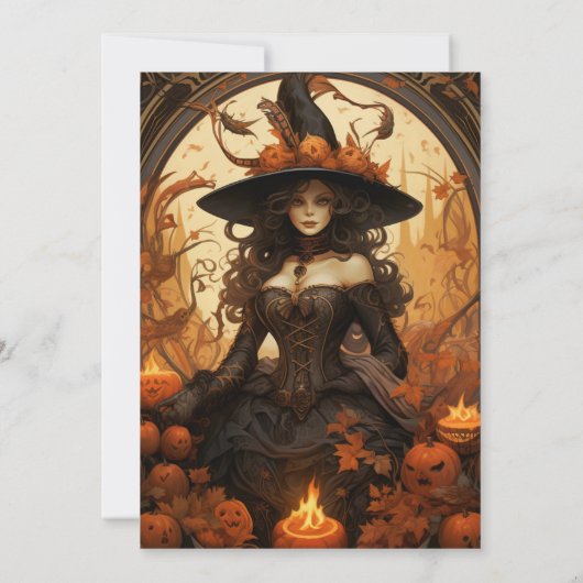黒いドレスを着た美しい魔女の女の子 招待状