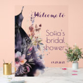 黒いドレス紫色の花 アクリルサイン (ウェディング)