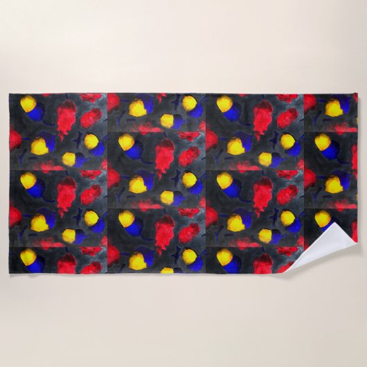 黒いドングリのデザインの速い乾燥の道化のカラフル ビーチタオル (正面)