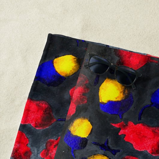 黒いドングリのデザインの速い乾燥の道化のカラフル ビーチタオル (インサイチュ)