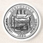 黒いドーチェスターマサチューセッツのシール コースター (正面)
