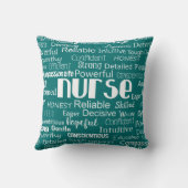 黒いナースの形容詞および暗いティール（緑がかった色） クッション (裏面)