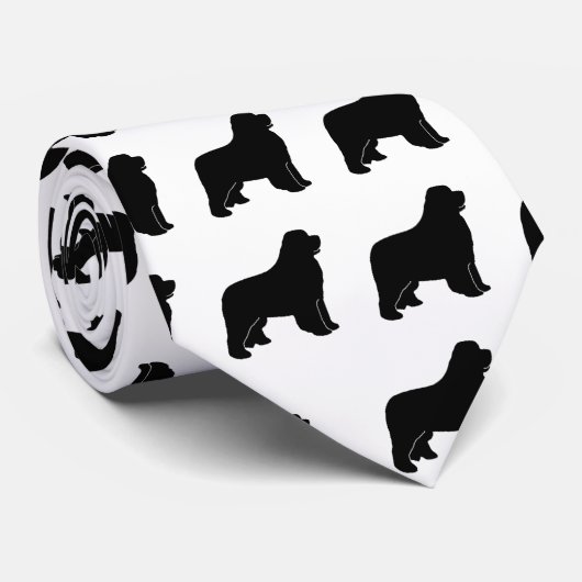 黒いニューファウンドランドのシルエットのタイ ネクタイ (ロール)
