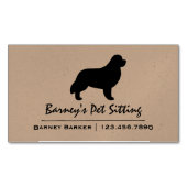 黒いニューファンドランド犬のシルエット マグネット名刺 (正面)