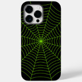黒いネオングリーンスパイダーウェブハロウィンパターン Case-Mate iPhoneケース (裏面)