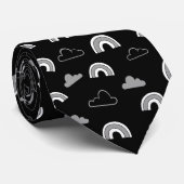 黒いネクタイの灰色の雲と虹 ネクタイ (ロール)