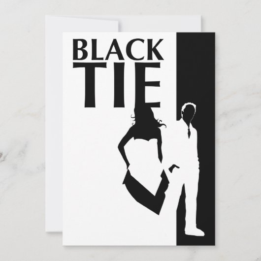 黒いネクタイの関係：男女シルエット 招待状 (正面)