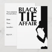 黒いネクタイ関係：美しいシルエット 招待状 (正面/裏面)
