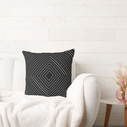 黒いネストされた薄い白い正方形の部族 クッション (ソファ)