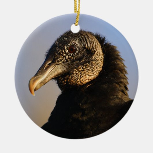 黒いハゲタカの顔 セラミックオーナメント (正面)