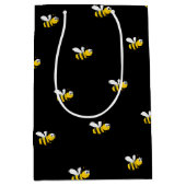 黒いハチが楽しくて可愛い ミディアムペーパーバッグ (正面)