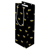 黒いハッピーなミツバチがかわいい楽しい ワインギフトバッグ (正面アングル)