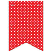 黒いハッピーバースデーおよび白い水玉模様との赤 バンティングフラッグ (第1の旗)