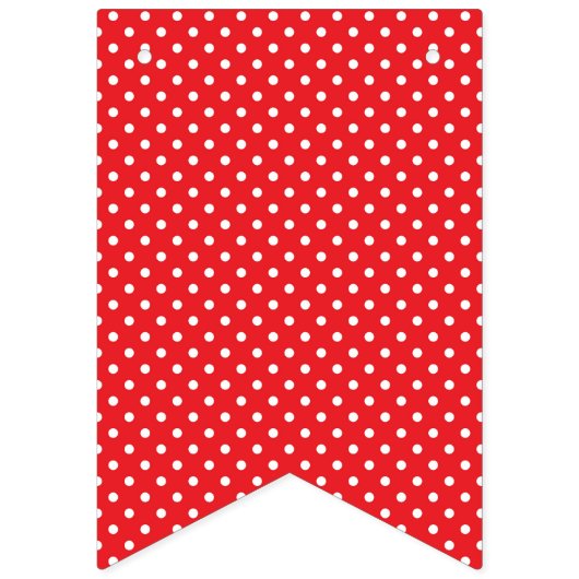 黒いハッピーバースデーおよび白い水玉模様との赤 バンティングフラッグ (第1の旗)