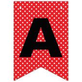 黒いハッピーバースデーおよび白い水玉模様との赤 バンティングフラッグ (第3の旗)