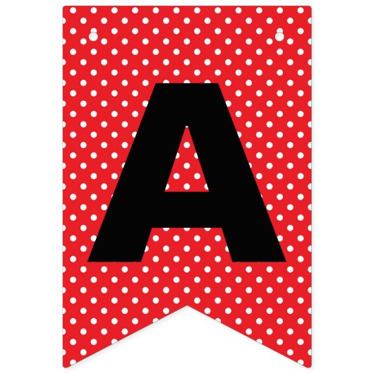 黒いハッピーバースデーおよび白い水玉模様との赤 バンティングフラッグ (第3の旗)