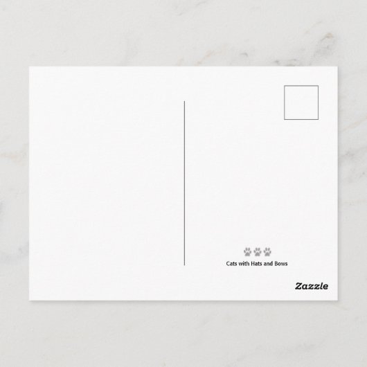 黒いハッピーバースデーネコと赤いボウタイ ポストカード (裏面)