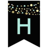 黒いハッピーバースデーバンティングフラグ、ライトグリッター バンティングフラッグ (第2の旗)