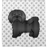 黒いハバニーズのかわいいキャラクター犬のイラスト シャワーカーテン (正面)