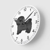 黒いハバニーズのかわいいキャラクター犬のイラスト ラウンド壁時計 (傾斜)