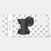 黒いハバニーズのキャルーン犬のイラストと名前 Case-Mate iPhoneケース (裏面 (横))