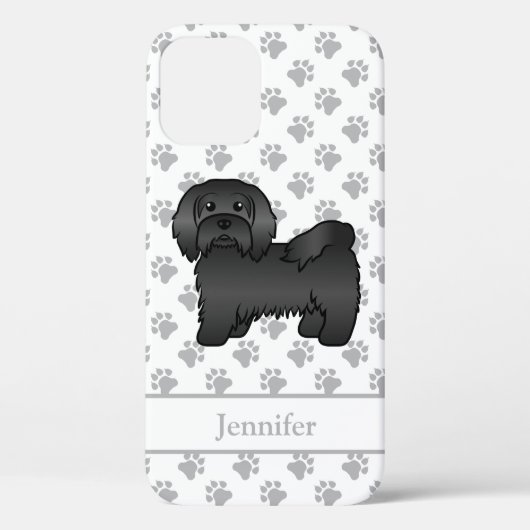 黒いハバニーズのキャルーン犬のイラストと名前 Case-Mate iPhoneケース (裏面)
