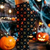 黒いハロウィンのカボチャと星 レギンス
