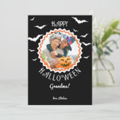 黒いハロウィンのコウモリ フォトフレーム シーズンカード (スタンド正面)