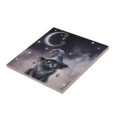 黒いハロウィンの猫が魔女の帽子をかぶっている タイル (側面)