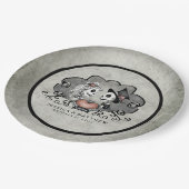 黒いハロウィンの骨組及び灰色の一致の結婚式 ペーパープレート (アングル)