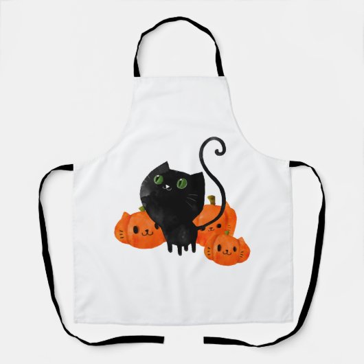 黒いハロウィン子猫 エプロン (正面)