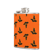 黒いハロウィーンの魔帽子のオレンジ フラスク (左)