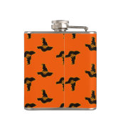 黒いハロウィーンの魔帽子のオレンジ フラスク (裏面)