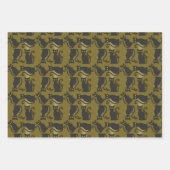 黒いハロウィーン猫の黄色い目オン緑 ラッピングペーパーシート (正面)