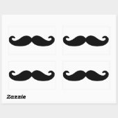 黒いハンドルひげ/口ひげ 長方形シール (シート)