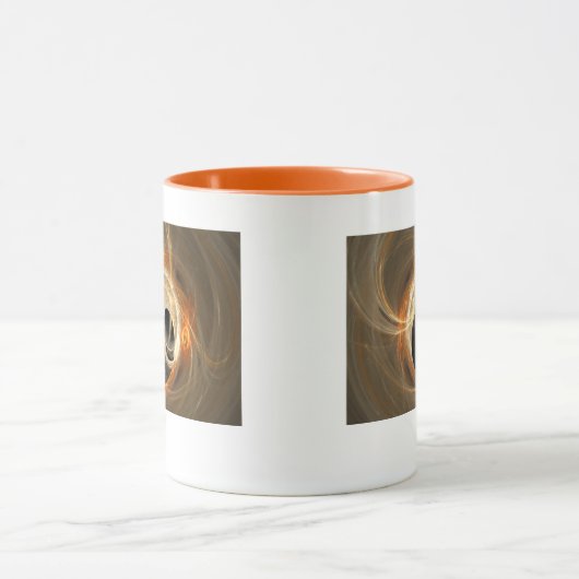 黒いハートと黄金の渦巻きラブマグとフラクタル マグカップ (中央)