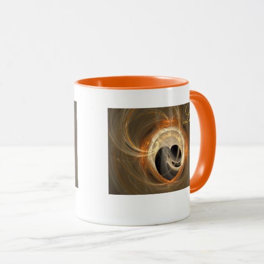 黒いハートと黄金の渦巻きラブマグとフラクタル マグカップ (正面右)