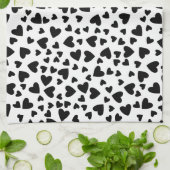 黒いハートのカスタムな背景色 キッチンタオル (折り畳み)