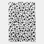 黒いハートのカスタムな背景色 キッチンタオル (縦)