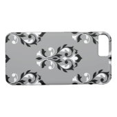 黒いハートのダマスク織Lg Ptn及び灰色の白 Case-Mate iPhoneケース (裏面(横))