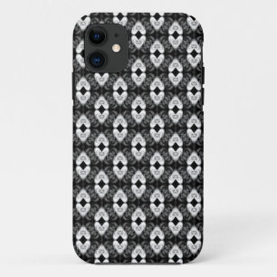 黒いハートの上の白いパターンiPhone 5ケース iPhone 11 ケース