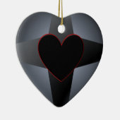 黒いハートの十字 セラミックオーナメント (右)
