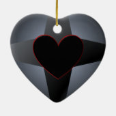 黒いハートの十字 セラミックオーナメント (裏面)